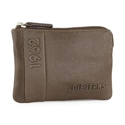 Afbeelding van Lois Porte Monnaie homme Cuir Souple Petit Format Bourse Multi Rangements Anti RFID. Carte Cuir. 207202, Donkerbruin