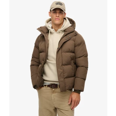 Afbeelding van Superdry Mannen Pufferjas met Capuchon Bruin Grootte: Xxl