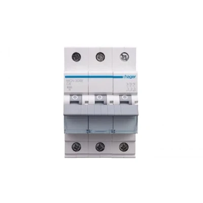 Afbeelding van Hager installatieautomaat 3p 6ka c karakteristiek 6a 3 modulen mcn306e