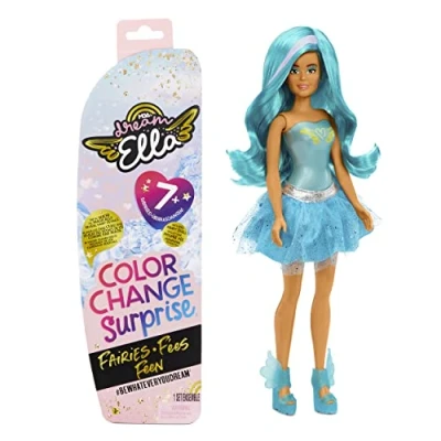 Afbeelding van MGA&#039;s Dream Ella Colour Change Surprise Feeën Verzamelbaar speelgoed voor kids Pak een 29cm pop uit &amp; 7 verrassingen Incl. pruik, rok, laarzen meer 3+ jaar Ella, groenblauw