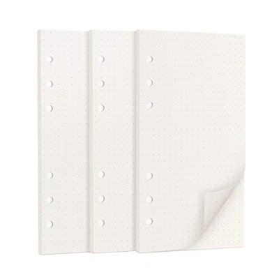 Afbeelding van OVISEEN Vellen A6 papier gestippeld, 6 gaten navulling navulvellen losse notitiepapier navulpapier voor ringbinders notitieboek, dagboek, schets, schilderwerk 5 mm gestippeld