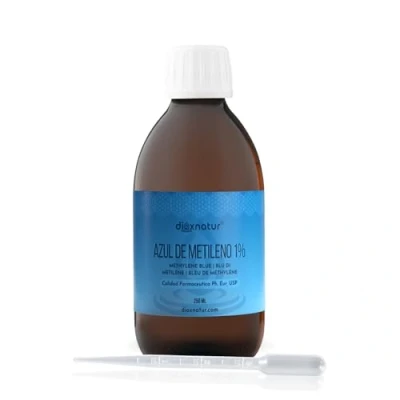Afbeelding van Dioxnatur ® Methyleenblauw, oplossing 1% USP, farmaceutische kwaliteit, 250 ml, met pipet, Spaans merk