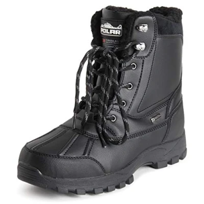 Afbeelding van Polar Heren Thinsulate Volledig gevoerd Waterdicht Diep loopvlak Duurzaam Rubber Shell Thermische winterregen Sneeuwlaarzen Zwart UK11 / EU45 YC0693