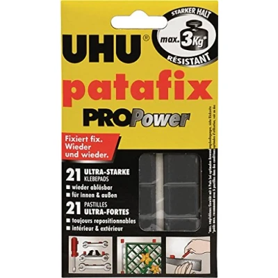 Afbeelding van UHU Patafix PROPower Super sterke, verwijderbare en herbruikbare kleefpads, zwart, 21 stuks