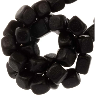 Afbeelding van Houten Kralen Intense Look Kubus (6.5 x 6 mm) Pitch Black (63 stuks)