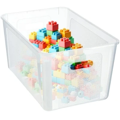 Afbeelding van KADAX Rechthoekige opbergdoos met deksel, opbergcontainer, stapelcontainer, plastic doos, kunststof ruimtebesparende (17 l, transparant)