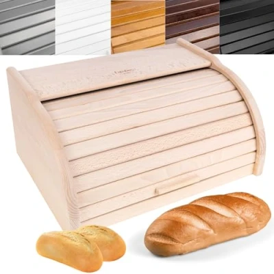 Afbeelding van Creative Home Houten Broodtrommel 40 x 27,5 18,5 cm Beukenhout