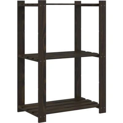 Afbeelding van Opbergrek 3 laags 60x38x90 cm massief grenenhout zwart