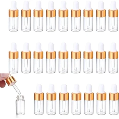 Afbeelding van ChAusa 25 stuks mini pipetflessen, 3 ml transparante plastic fles, navulbare kleine monsterfleshouder, met druppelpipet, voor etherische olie, aromatherapie, massage, geuroliemonster