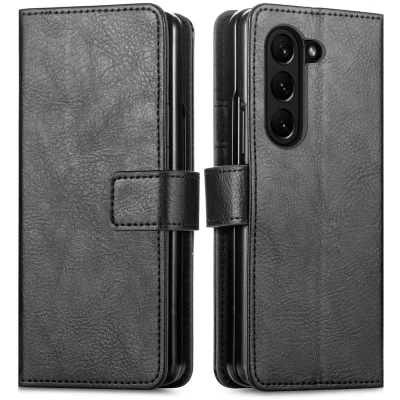 Afbeelding van Samsung Galaxy Z Fold 5 Hoesje Kunstleder iMoshion Bookcase Zwart Telefoonhoesje