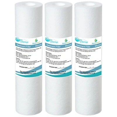 Afbeelding van 3 x aquahouse 25,4 cm sediment waterfilter cartridge voor omgekeerde osmose, water fed pole &amp; deeltjes filtratie, geschikt standaard filterbehuizing 1 micron