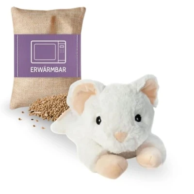 Afbeelding van Habibi Warmte/magnetron opwarm knuffel Muis wit 30 cm pittenzak