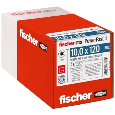 Afbeelding van Fischer PowerFast II 566317 Houtschroef 10 mm 120 Binnen T, Interne vertanding, TX, Torx, T profiel Staal Galvanisch verzinkt 50 stuk(s)