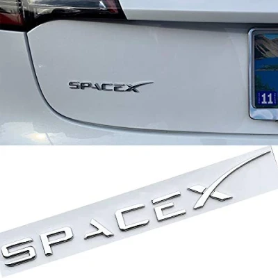 Afbeelding van TDHLW 3D Verhoogde Logo Achterklep Insert Letters Achter Emblemen Compatibel voor Tesla Model 3/S/X/Y, 3M Lijm Backing,Zilver,SpaceX
