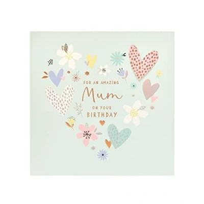 Afbeelding van UK Greetings Verjaardagskaart voor mama Amazing Design, Wit, 210x210mm