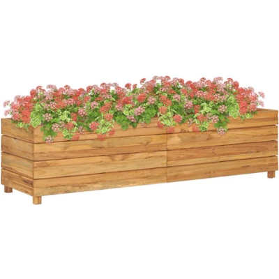 Afbeelding van Plantenbak verhoogd 150x40x38 cm massief teakhout en staal
