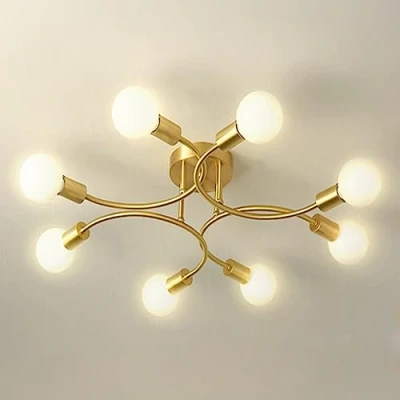 Afbeelding van NIUNIAJ Ceiling Light 8 lampen, retro plafondlamp E27, Goud Lndustriële Plafondlamp，U vormig voor eetkamer, hal, restaurant, woonkamer, hotel, café enz. (zonder lampen)