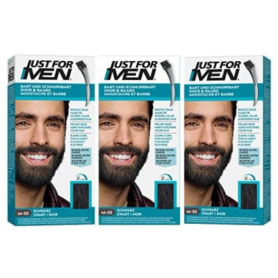 Afbeelding van Just For Men M55 Verzorging Brush In Color Gel voor baard, snor en natuurlijk zwart, verpakking van 3 stuks