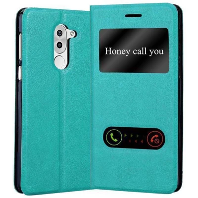 Afbeelding van Cadorabo Hoesje geschikt voor Huawei MATE 9 LITE / GR5 2017 Honor 6X in MUNT TURKOOIS Beschermhoes met magnetische sluiting, standfunctie en 2 kijkvensters Book Case Cover Etui