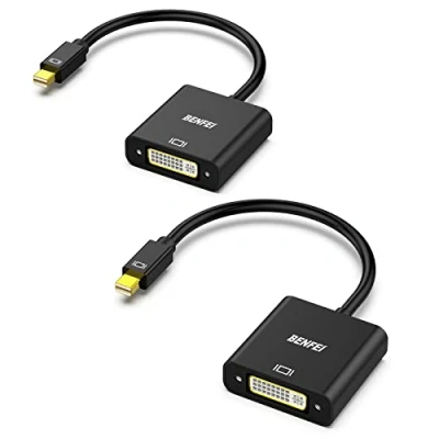 Afbeelding van Mini DisplayPort naar DVI adapter, BENFEI 2 verguld DP pakket (Thunderbolt compatibel) adapter Compatibel met MacBook Air/Pro, Microsoft Surface Pro/Dock, monitor, projector en meer
