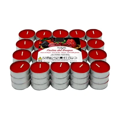 Afbeelding van H Hansel Home 60 stuks theelichtjes bessen rood geur, geurtheelichtjes, geurkaarsen, 4,5 uur verbranding
