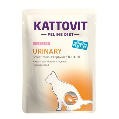 Afbeelding van 12x85g Urinary Zalm Kattovit Kattenvoer Maaltijdzakjes