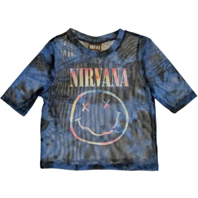 Afbeelding van Nirvana Pastel Happy Face Crop top M Blauw