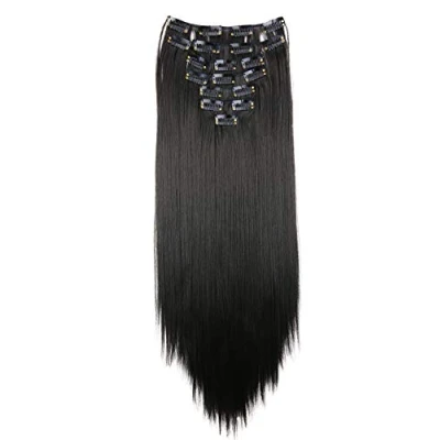 Afbeelding van CAISHA XXL 50cm 8 Delige Set CLIP IN EXTENSIONS Haarextensies Haarstukje Glad Zwart CES201