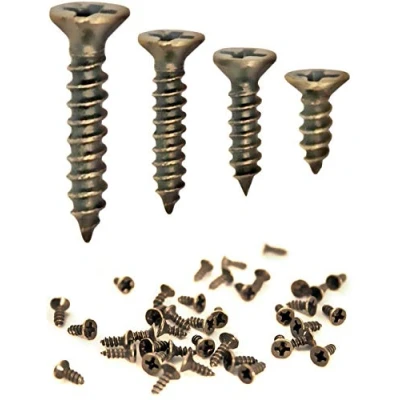 Afbeelding van FUXXER® 100x antieke houten schroeven, messing bronzen look, kruissleuf, kruiskopschroeven, verzonken kop, zelfsnijdend, set van 100 (3 x 12 mm)