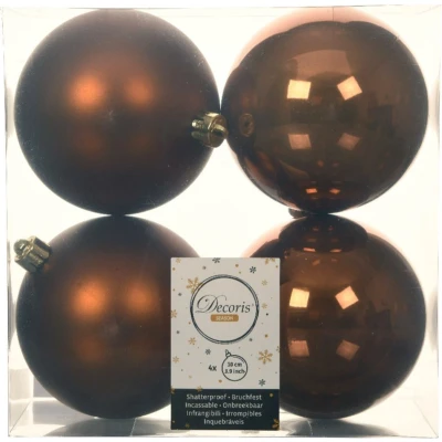 Afbeelding van Decoris Kerstballen 4 stuks kunststof kaneel bruin 10 cm