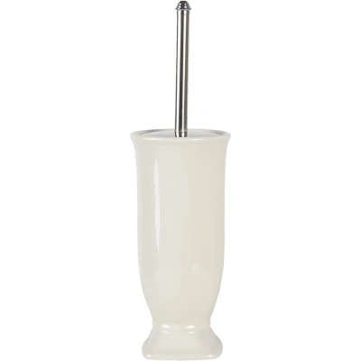 Afbeelding van Clayre &amp; Eef WC Borstel met Houder Ø 12x26 cm Wit Keramiek Rond Toiletborstelhouder