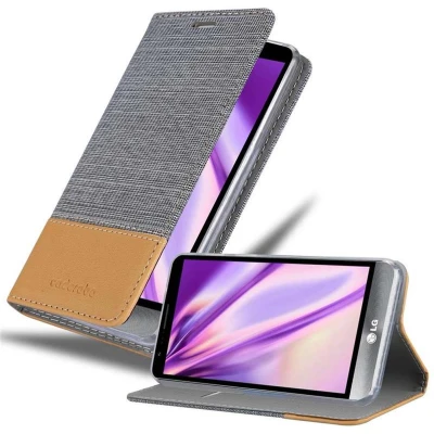 Afbeelding van Cadorabo Hoesje geschikt voor LG STYLUS 3 in LICHTGRIJS BRUIN Beschermhoes met magnetische sluiting, standfunctie en kaartvakje Book Case Cover Etui
