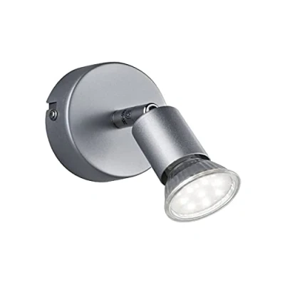Afbeelding van Reality Leuchten R86911187 Paris A+, LED wandspot, metaal, 3 W, GU10, titaniumkleurig, 8 x 11 cm