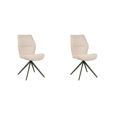 Afbeelding van LABEL51 Comfy eetkamerstoel bouclé naturel zwart onderstel Boucle