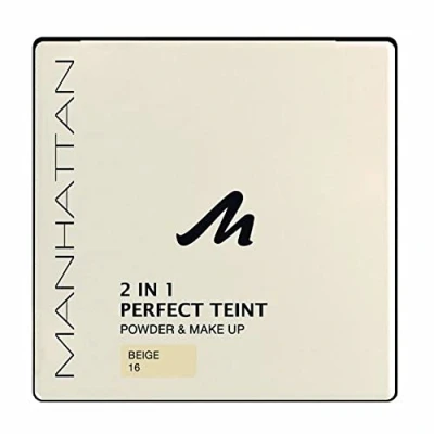Afbeelding van Manhattan 2 in 1 Perfect teint Powder poeder en make up één voor een absoluut gelijkmatige kleur beige 16, 9 g (1 stuk)