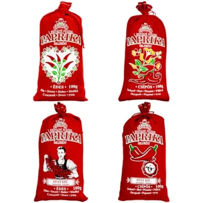 Afbeelding van Chili Trade Hongaarse Paprika Premiumkwaliteit Zoet / Heet Gerookt (oorsprong: Kalocsa, Hongarije) (Alle 4 smaken, 4x100g)