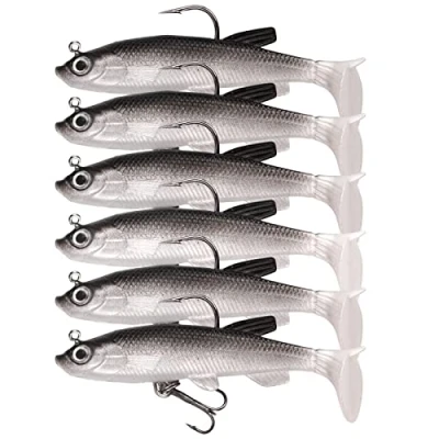 Afbeelding van Vesaneae set van 6 stuks visaas, forelaas, kunstaas, Bionic rubberen aas, forel, vissen, snoek, snoekbaars, kabeljauw, baars, vis 7,8 cm voor roofvissen