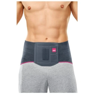 Afbeelding van medi Lumbamed Plus rugbandage voor heren Lumbaal ondersteunende orthese stabilisatie met Vario Flex Pelot Kleur: Zilver Maat: II Vochtregulerend en ademend