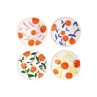 Afbeelding van &amp;k amsterdam Orange Twig Bord Ø 22 cm Set van 4