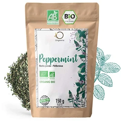 Afbeelding van ORIGEENS Biologische PEPERMUNTBLADEREN 150g Gedroogde munt voor muntthee, ijsthee en koken pepermuntinfusie in bulk