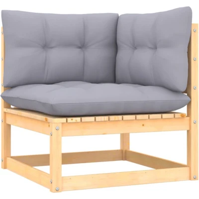 Afbeelding van 2 Delige Loungeset Met Kussens Massief Grenenhout Grijs 1 / Bruin Hoekbank