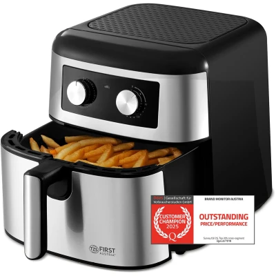 Afbeelding van TZS First Austria Airfryer Heteluchtfriteuse 8L 1700W 80ºC tot 200ºC Zwart