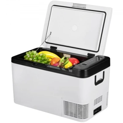 Afbeelding van VEVOR draagbare elektrische koelbox van 25 l, autokoelkast, 12/24 V DC 100 240 AC, koelkast, auto, dubbele zone, 20 C tot C, vriezer, digitale bediening of app, vrachtwagen, boot,