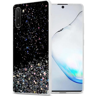 Afbeelding van Cadorabo Hoesje geschikt voor Samsung Galaxy NOTE 10 in Zwart met Glitter Beschermhoes van flexibel TPU silicone fonkelende glitters Case Cover Etui
