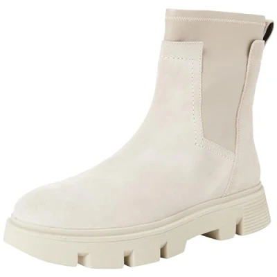 Afbeelding van Geox D Vilde Enkellaarsjes met plateauzool, Dames, Maat: 38, Sand Leer/ synthetisch