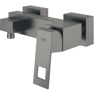 Afbeelding van Grohe eurocube douchemengkraan wand eengreeps 2 gats met s koppelingen 150mm g1 hard graphite geborsteld 23145al0