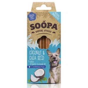 Afbeelding van Soopa Dental Sticks Coconut &amp; Chia Seed Kokosnoot zaad vegan vegetarisch hond kauwstaaf