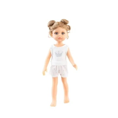 Afbeelding van Paola Reina pop Amigas Valeria met 2 knotjes en pyjama 32cm
