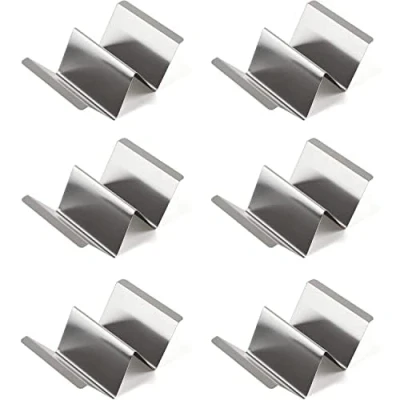 Afbeelding van taco houder Set van 6 roestvrijstalen standaard gebakken rek met handvat, elk kan tot 2 taco&#039;s, oven, grill en vaatwasmachinebestendig houders (set 6)