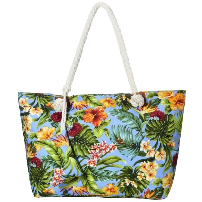 Afbeelding van Boraboi ® Stijlvolle Grote Strandtas met Ritssluiting en Verenprint voor Diverse Gebruiken